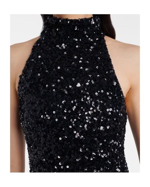 ROTATE BIRGER CHRISTENSEN Blue Ruffled Sequined Dress
