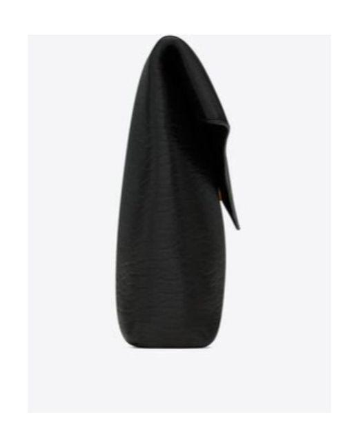 Saint Laurent Black Cassandre Envelope Large Clutch Bag
