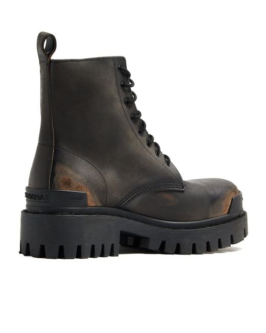Balenciaga Black Strike Lace-Up Boots for men