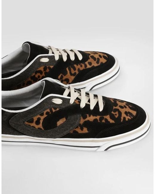 Dolce & Gabbana Black Animal-Pattern Low-Top Sneakers for men