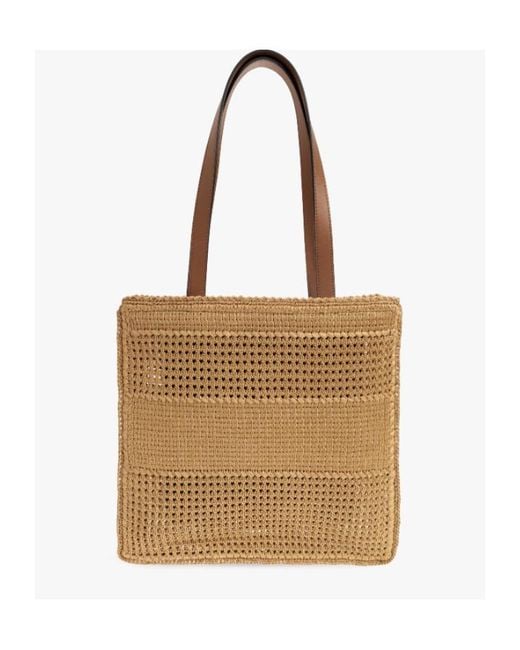 Moschino Natural Logo-Embroidered Raffia Tote Bag