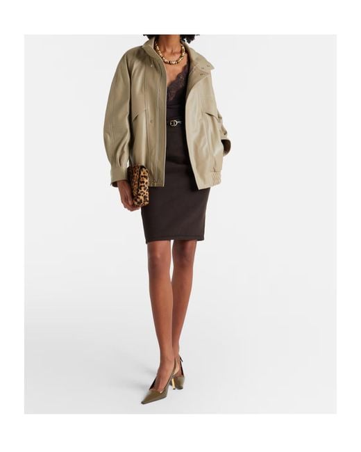 Nour Hammour Natural Long-Sleeved Leather Jacket