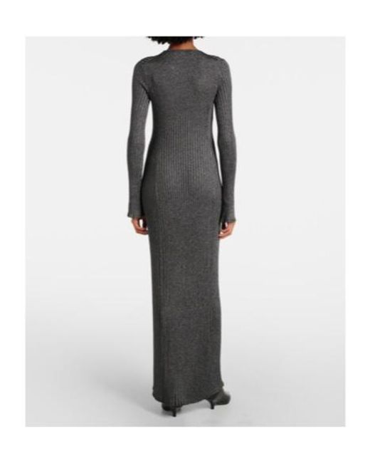 Proenza Schouler Gray Joni Ribbed-Knit Lamé Maxi Dress