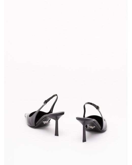 Prada Black Pointed-Toe Slingback Heeled Pumps