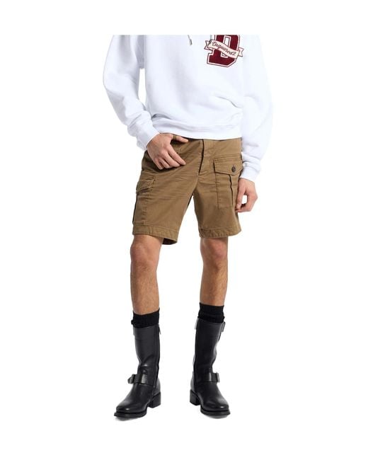 DSquared² Natural Button-Fastening Cargo Shorts for men