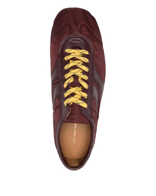 Dries Van Noten Brown Round Toe Lace-Up Sneakers for men