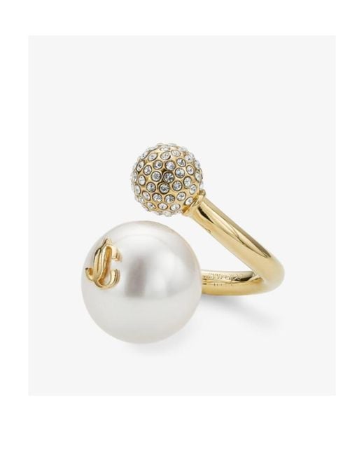Jimmy Choo White Auri Embellished Ring