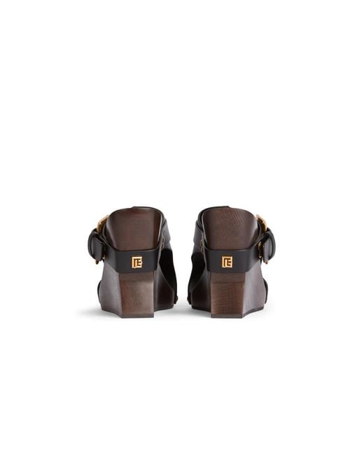 Balmain Brown Anthem Buckled Heeled Sandals