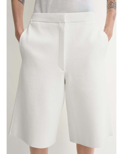 Totême  White Fine-Knit Shorts