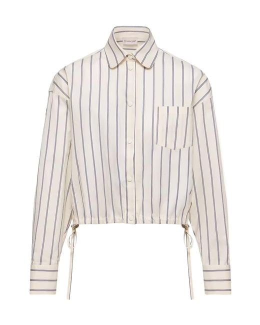 Moncler White Striped Button-Up Shirt