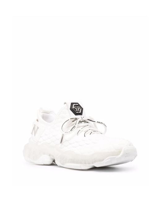 Philipp Plein White Runner Hexagon Logo Sneakers for men