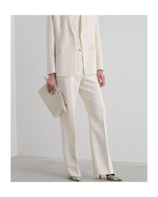 Fendi White Ivory Wool Trousers