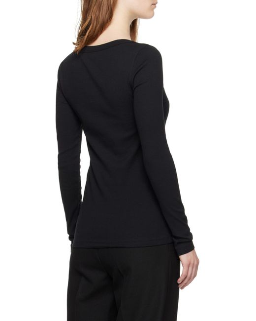 Totême Black Scoop-Neck Fine-Ribbed T-Shirt