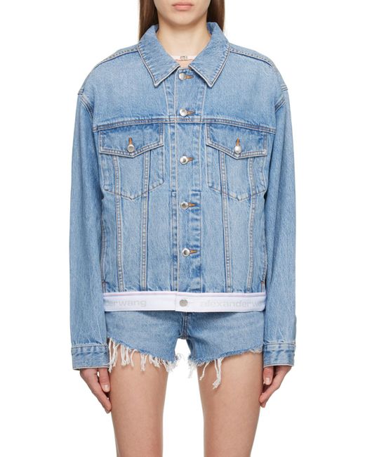 Alexander Wang Blue Logo-Hem Denim Trucker Jacket