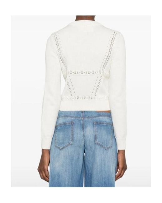 Ermanno Scervino Blue Open-Stitch Layered Cardigan