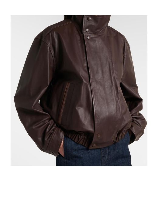 Lemaire Brown Leather Blouson Jacket