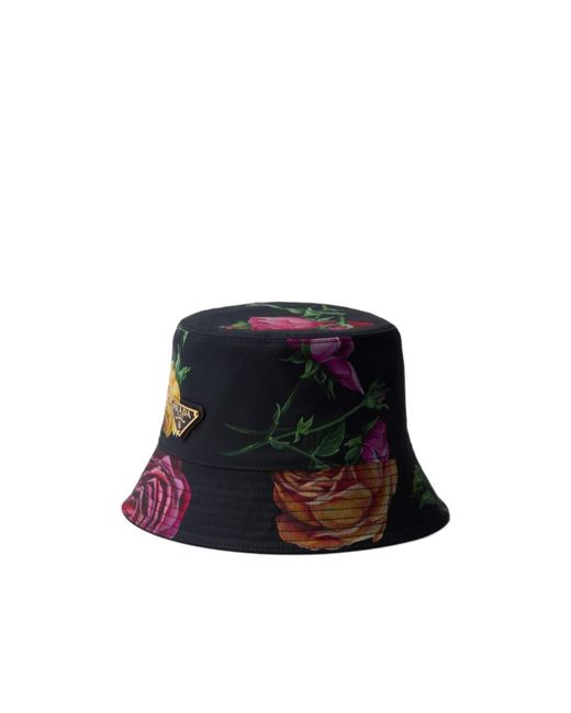 Prada Blue Reversible Printed Cotton Bucket Hat