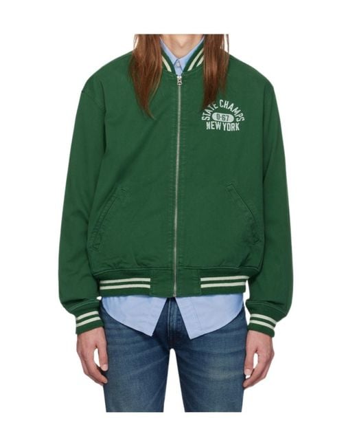 Polo Ralph Lauren Green Varsity Cotton Bomber Jacket for men