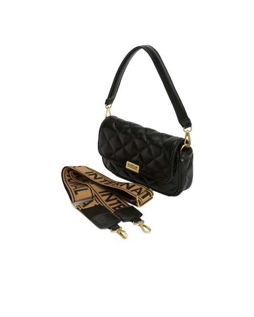 Barbour Black Diamond-Quilted Flap Shoulder Bag