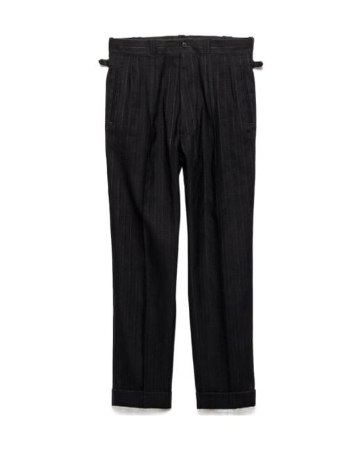 Prada Black Pinstripe Pattern Trousers for men
