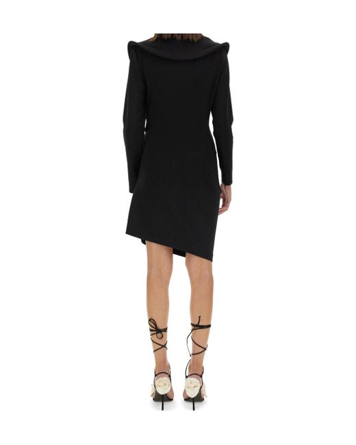 Magda Butrym Black Sculptural Long-Sleeved Dress
