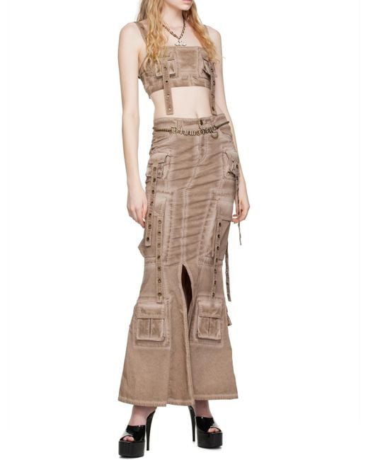 Blumarine Pink Cargo-Style Eyelet Detailed Cropped Top