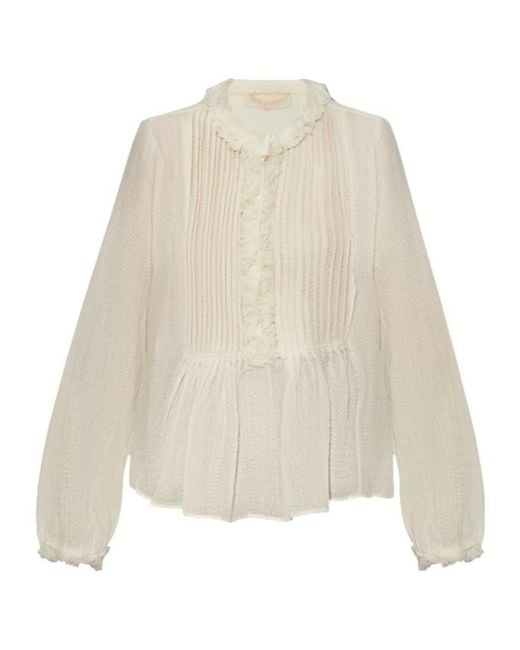 Ulla Johnson Natural Ruffled Blouse