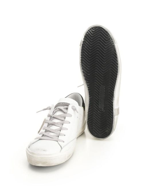Philippe Model White Distressed Lace-Up Sneakers for men