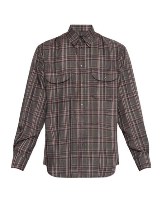 DSquared² Gray Collared Long-Sleeved Shirt for men