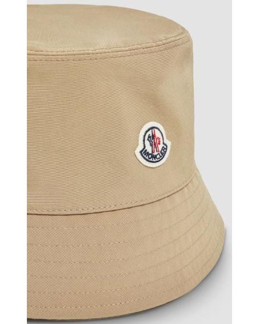 Moncler Natural Logo Patch Narrow Brim Bucket Hat