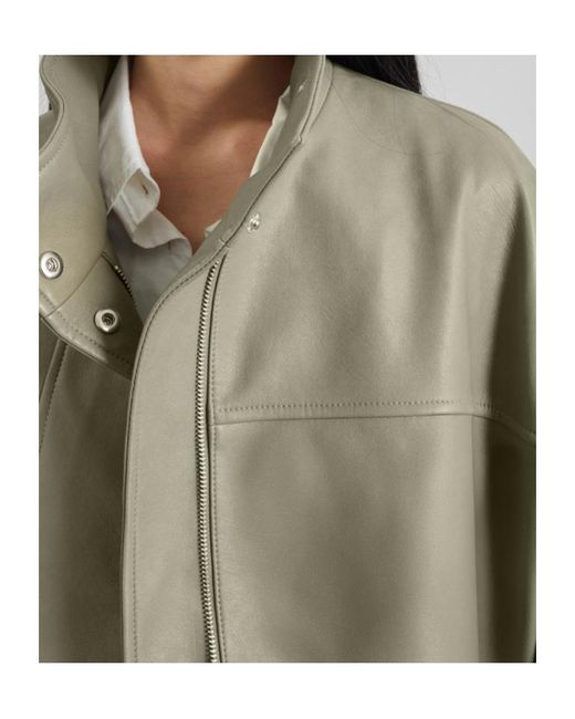 Frankie Shop Green Veren Faux Leather Bomber Jacket
