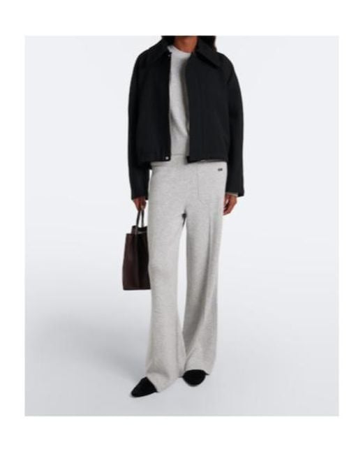 Victoria Beckham Gray Wool And Cashmere Wide-Leg Pants