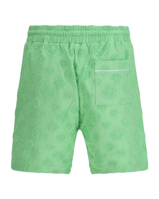 Casablanca Green Monogram Jacquard Drawstring Shorts for men
