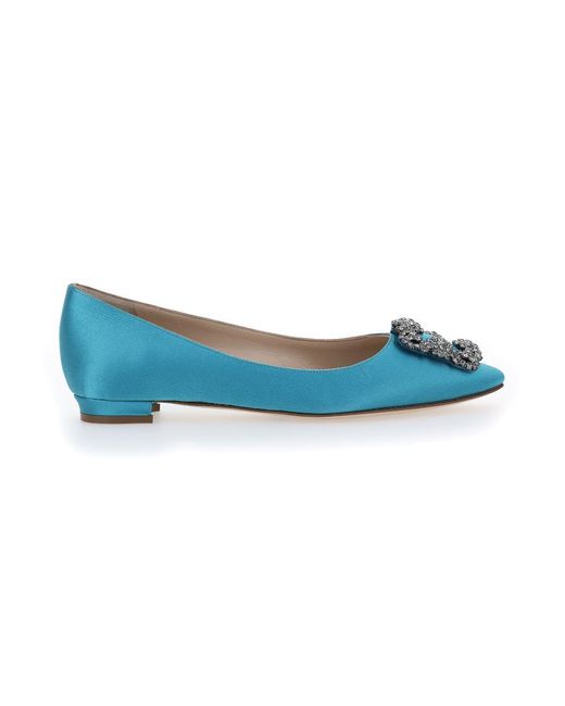 Manolo Blahnik Logo Ballet Shoes in Blue | Lyst