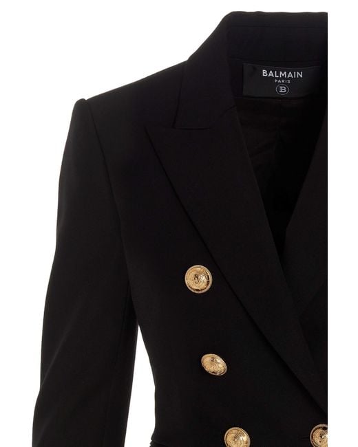 Balmain Black Double-Breasted Tailored Blazer