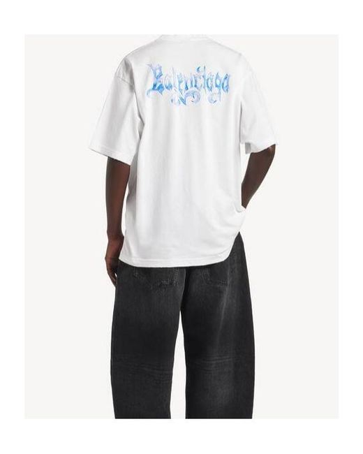 Balenciaga White Sketchy Medium Fit T-Shirt for men