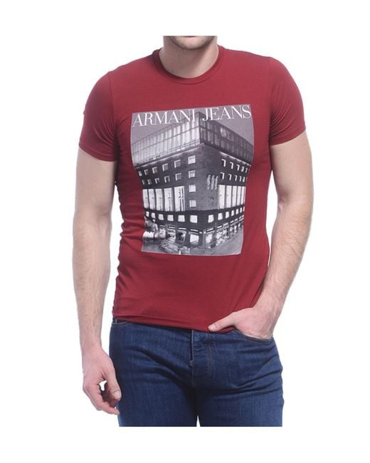 Armani Jeans Red Logo Detail T-Shirt for men