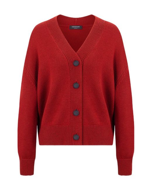 Fabiana Filippi Red Long-Sleeved Knitted Cardigan