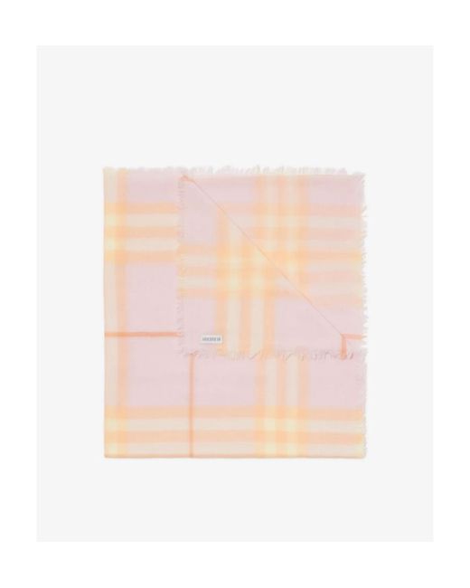Burberry Pink Check-Printed Frayed-Edge Scarf for men