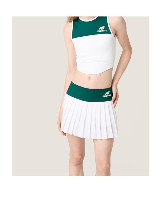 Miu Miu Green Stretch Technical Jersey Top
