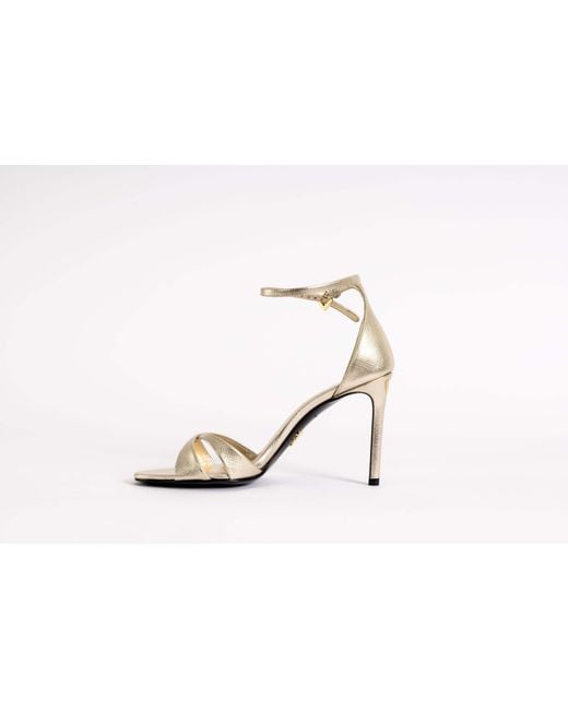 Prada White Strappy Ankle-Strap Heeled Sandals