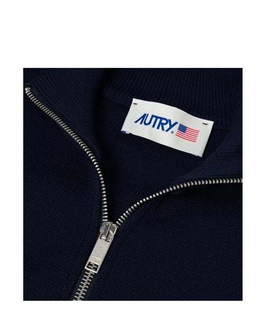 Autry Blue Logo Patch Zipped Jacket for men