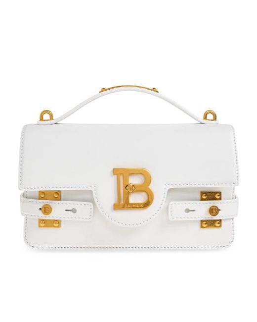 Balmain White B Buzz 24 Handbag