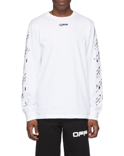 Off-White c/o Virgil Abloh White Logo Printed Long-Sleeved T-Shirt for men