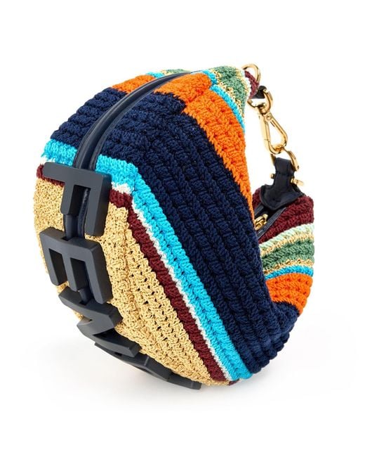 Fendi Blue Crochet Hobo Bag