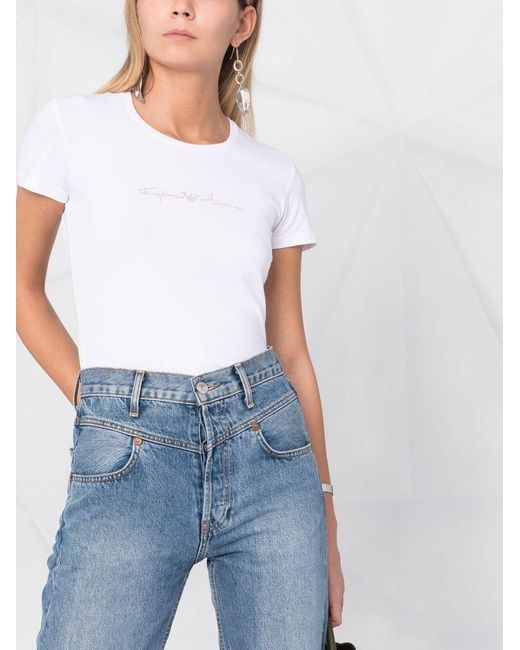 Emporio Armani White Logo Crew-Neck T-Shirt