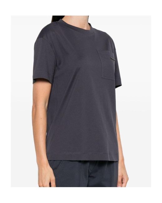 Brunello Cucinelli Blue Chest-Pocket Short-Sleeve T-Shirt
