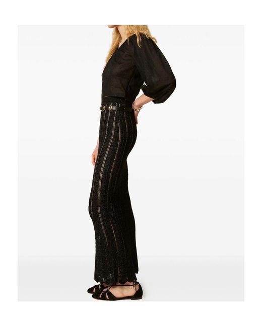 Twinset Black Knitted Maxi Skirt