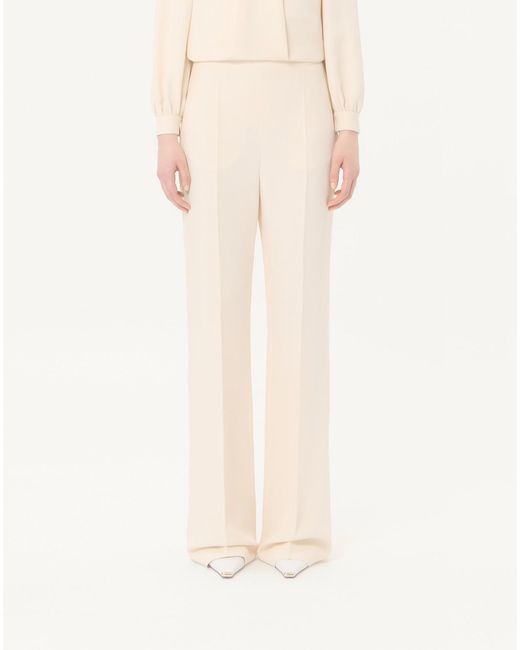 Valentino Natural Crease Detailed Straight-Leg Pants