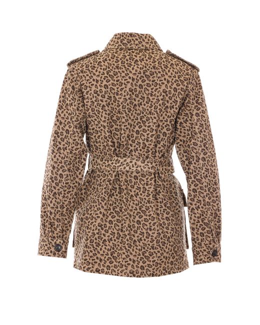 Twinset Brown Leopard-Print Belted Jacket